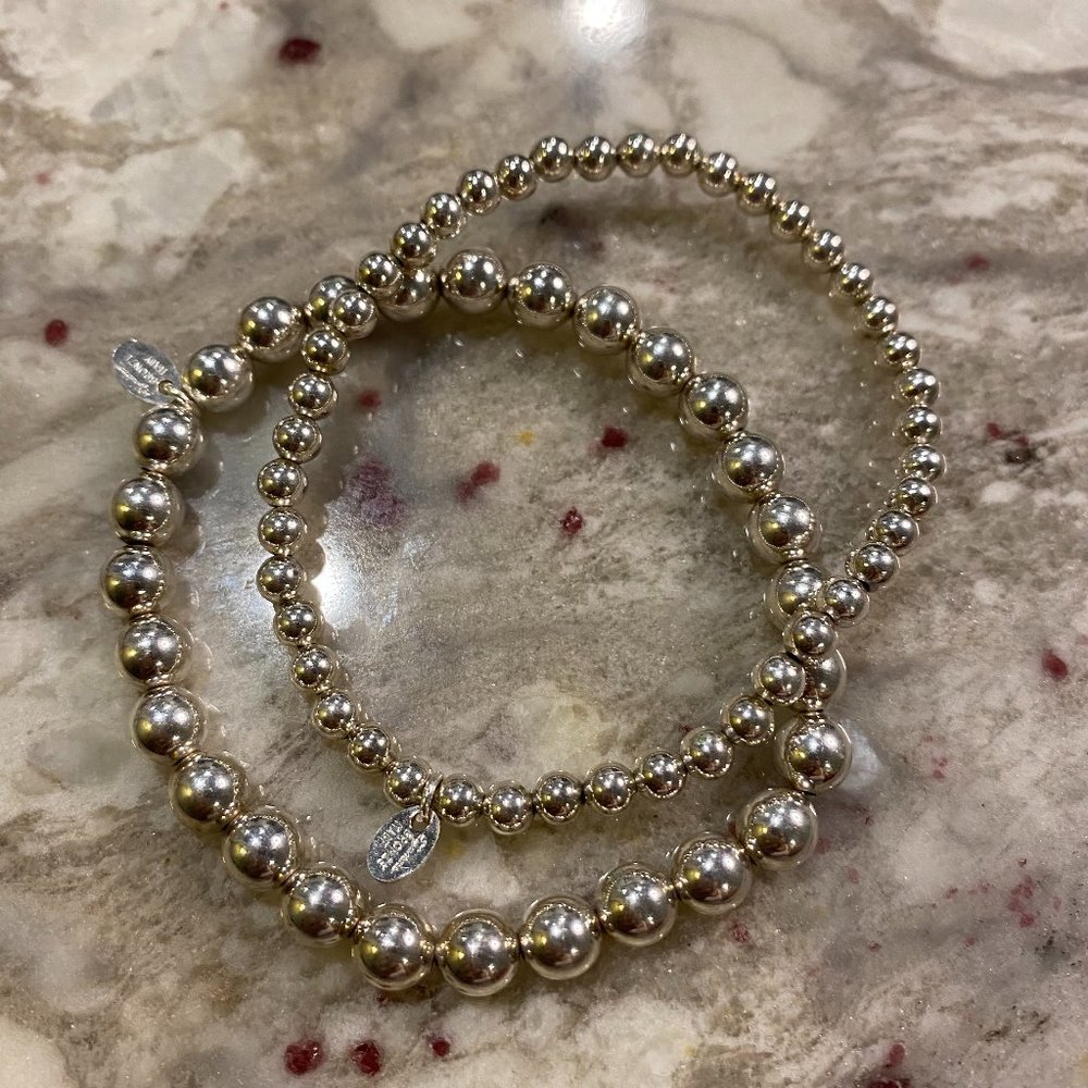 Silver Coated Brass Beaded Bracelets